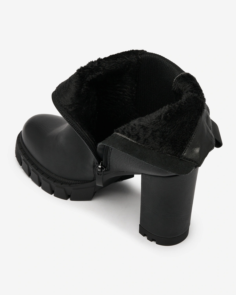 Royalfashion Черни дамски ботуши с висок ток Seihay