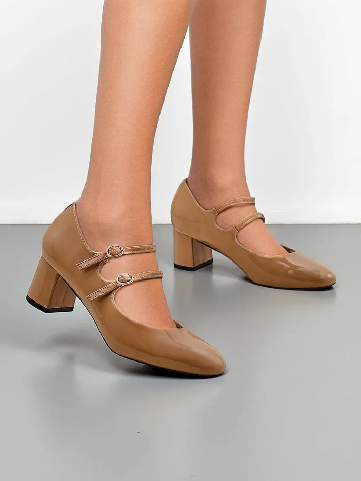 Royalfashion Патентовани дамски обувки с токчета и презрамки Ovigs