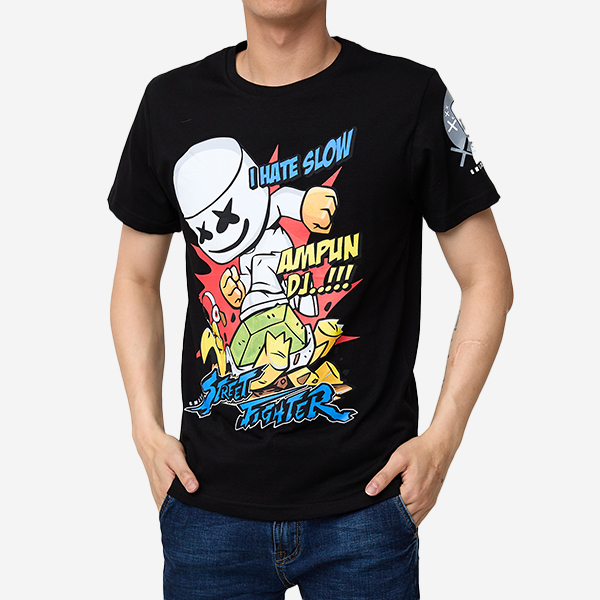 T-shirt męski z nadrukiem w kolorze czarnym- Odzież