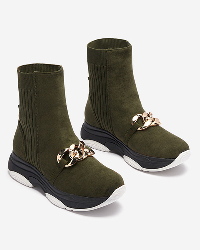 Зелени дамски ботуши от екокожа Cuzitta- Обувки