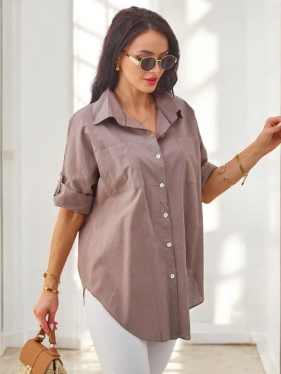 Роялфешън памучна женска риза с 3/4 ръкави