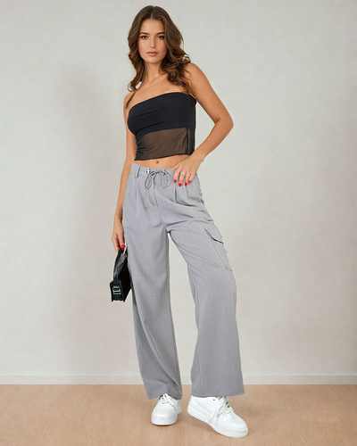 Royalfashion Дамски широки панталони с джобове