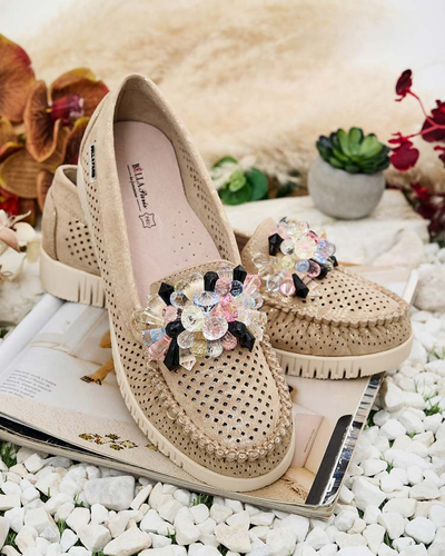 Royalfashion Дамски ажурни мокасини с мъниста Nasfali