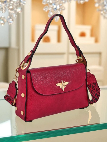 Дамска чанта фуксия Minerva екологична кожа за рамо и crossbody