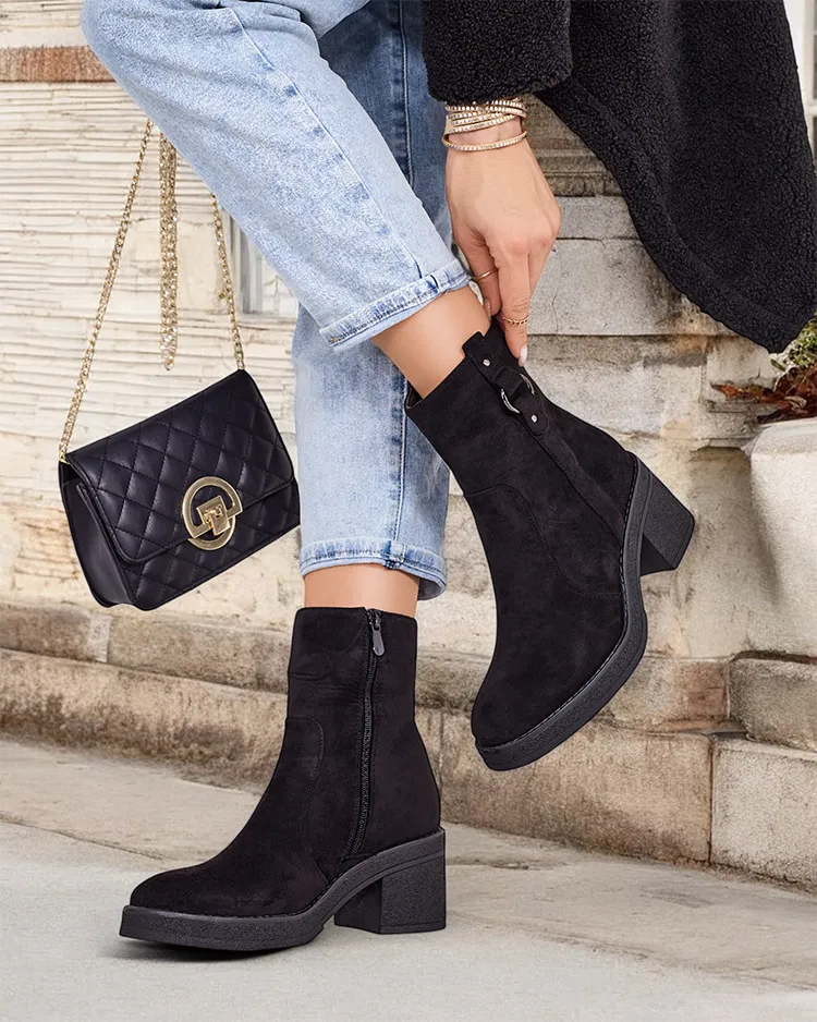 Дамски глезенови ботуши Royalfashion на ток Борон