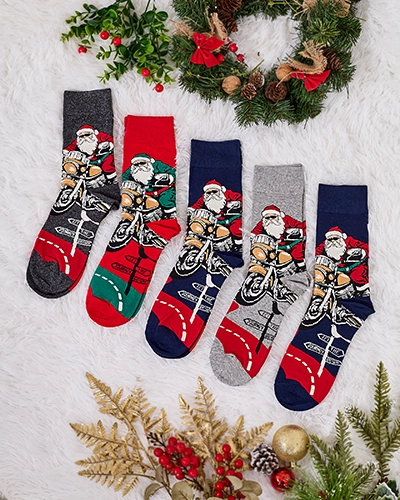 Royalfashion Дълги мъжки коледни чорапи 5/опаковка
