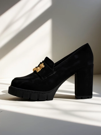 Katherine Elegante Черни Велурени Обувки на Ток