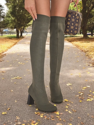 Дамски черни ботуши над коляното Royalfashion Мелиои