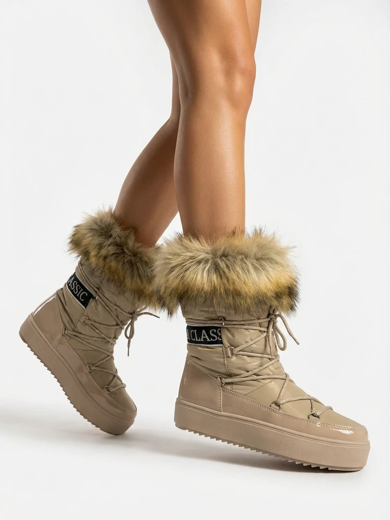Royalfashion Светлокафяви ботуши a'la snow boots за жени Gomllo