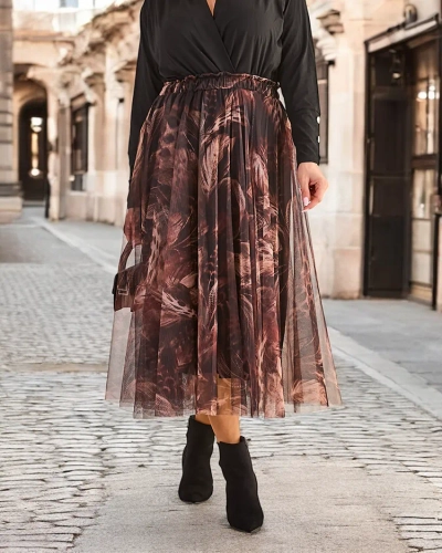 Дамска двуслойна миди пола на Royalfashion