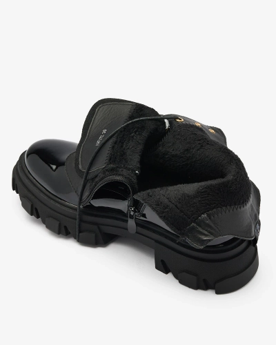 Royalfashion Черни лакирани дамски изолирани ботуши Setogia