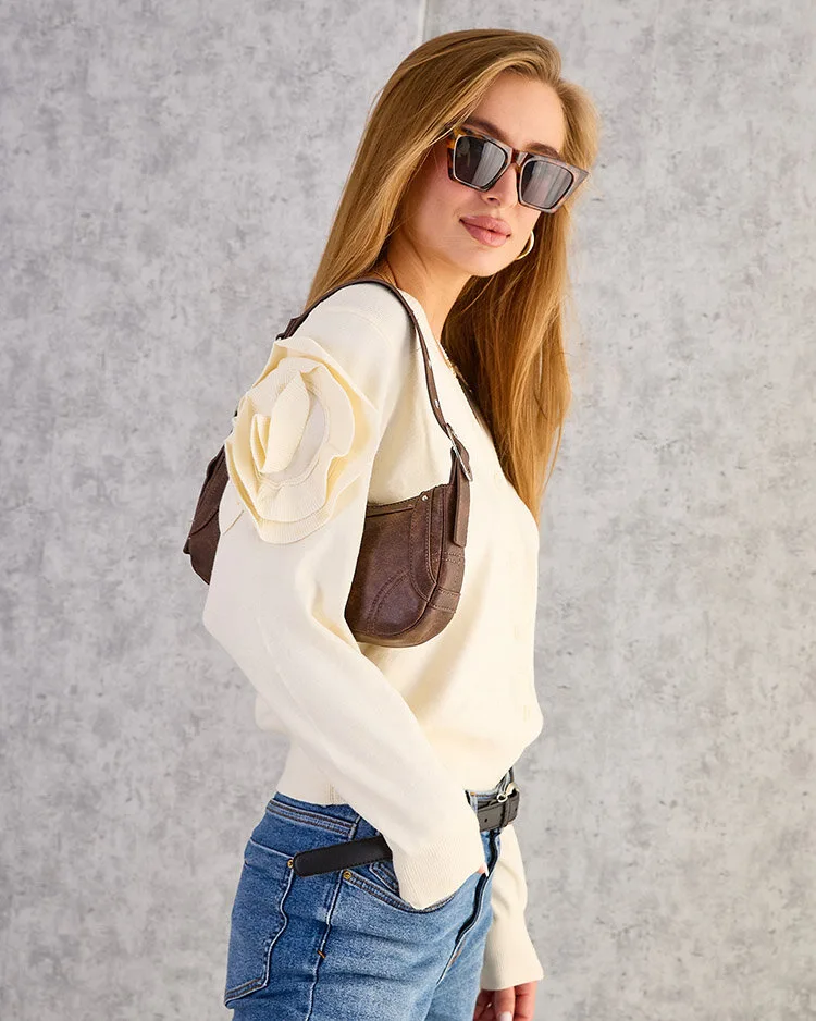 Royalfashion Дамски пуловер с разкопчани копчета