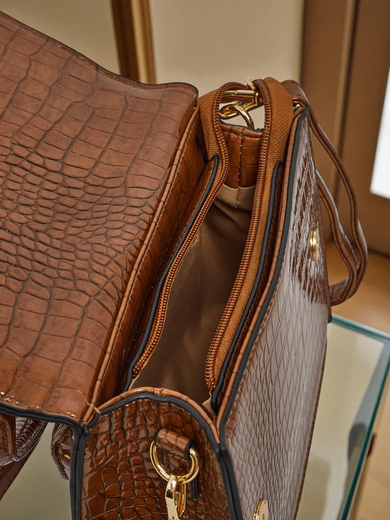 Лакирана малка дамска чанта от еко кожа Veluna