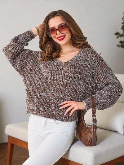 Royalfashion Женски пуловер с лъскав конец