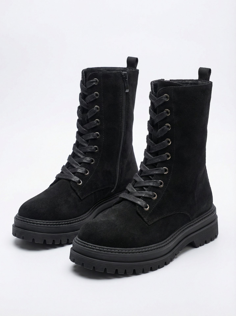 Дамски еко велурени боти тип работнически Molistea