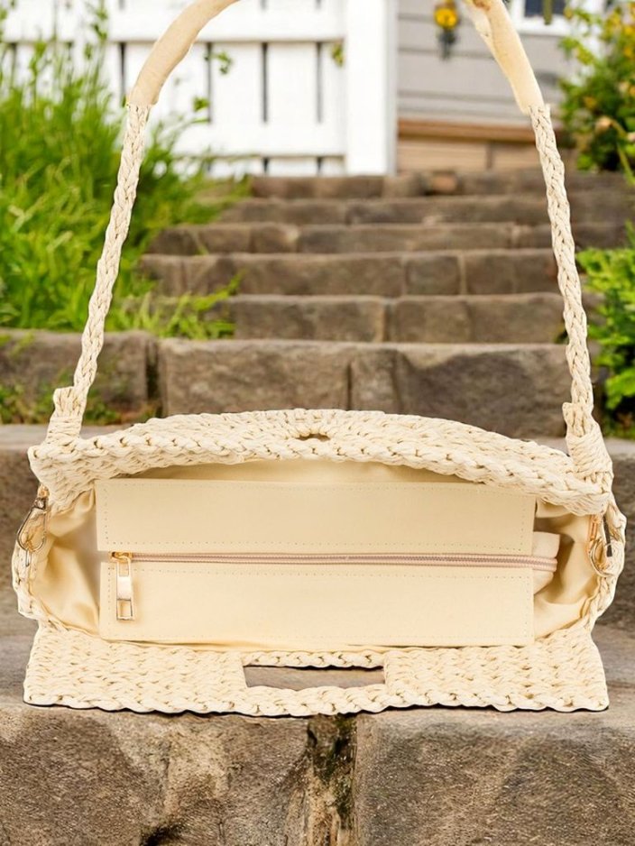 Royalfashion Малка дамска сламена чанта Mini Moon Straw