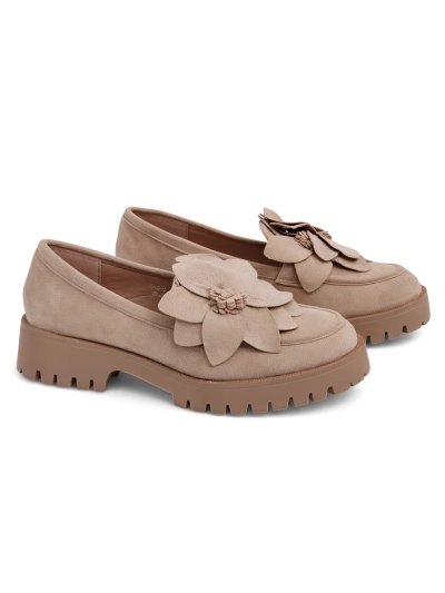 Royalfashion Еко велур дамски мокасини с цвете Floverse