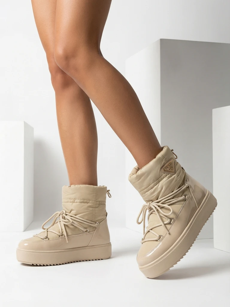 Royalfashion Дамски ботуши a'la snow boots в светлокафяво Vevnose