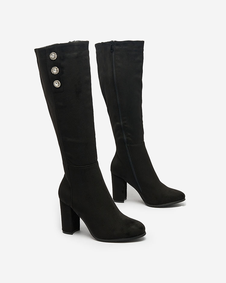 Royalfashion Черни дамски ботуши до коляното Gacetat