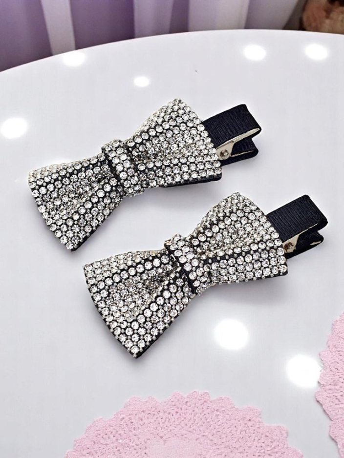 Royalfashion Комплект от 2 фиби за коса с панделки и камъчета Isadora