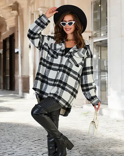 Royalfashion Дамско памучно палто тип риза