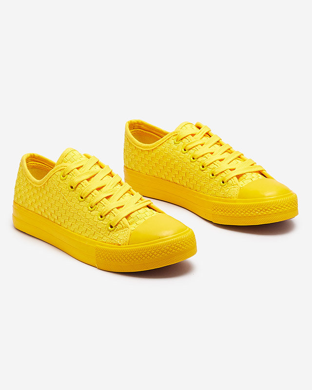 Жълти дамски маратонки с щампа Aklina - Обувки