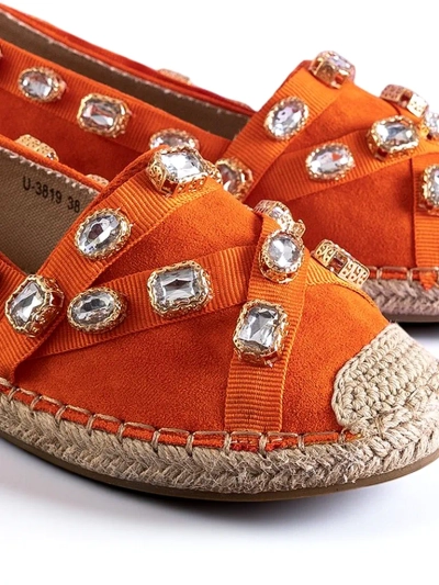Pomarańczowe damskie espadryle z kryształkami Wamba - Obuwie
