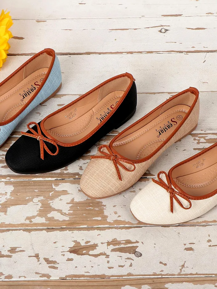 Royalfashion Дамски балерини с блестящи елементи и панделка Aramie