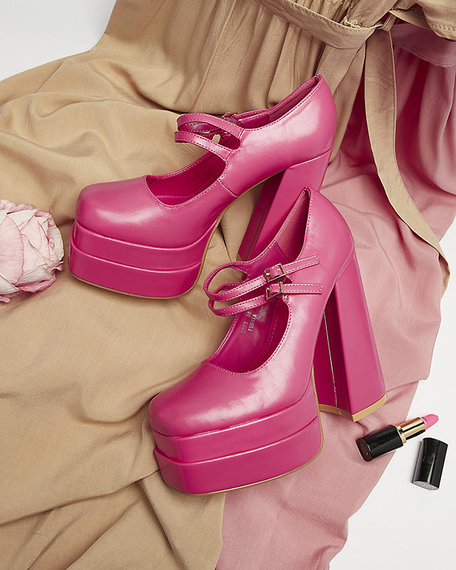 Фуксия дамски обувки с висок ток Edisa - Обувки