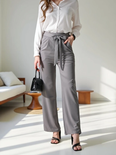 Royalfashion Широки дамски панталони с колан