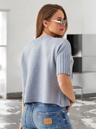 Royalfashion Женски вискозен пуловер с къси ръкави