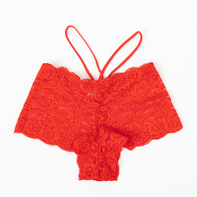 Czerwone koronkowe brazyliany- Obuwie