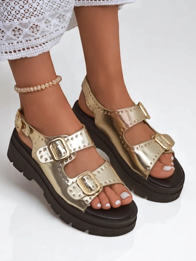 Royalfashion Дамски сандали на дебела подметка с камъчета Rocky Chic