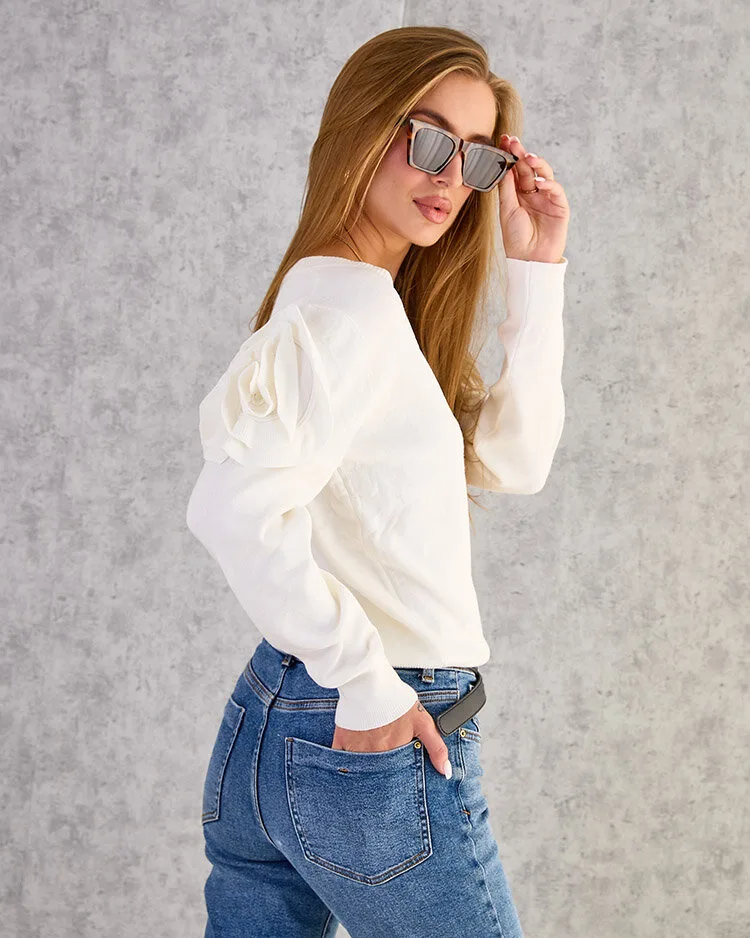 Royalfashion Дамски пуловер с разкопчани копчета