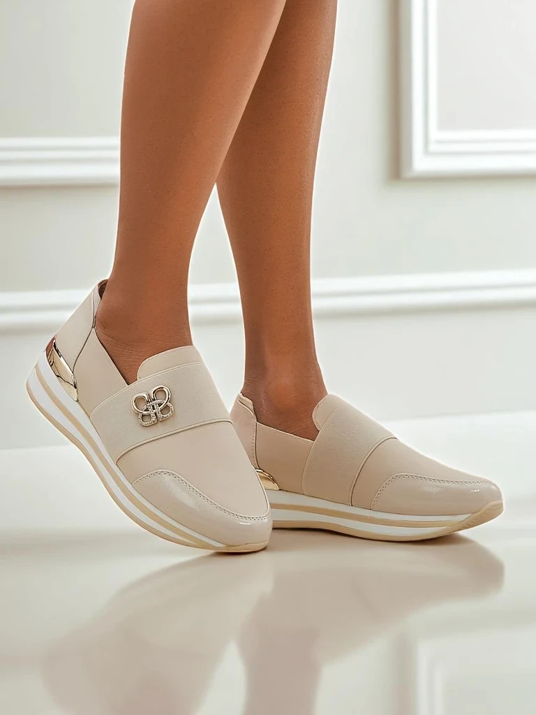 Дамски мокасини Aurora Classico Beige екологична кожа плоски токчета