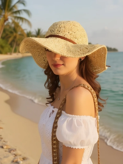 Royalfashion Дамска сламена шапка с панделка Belle