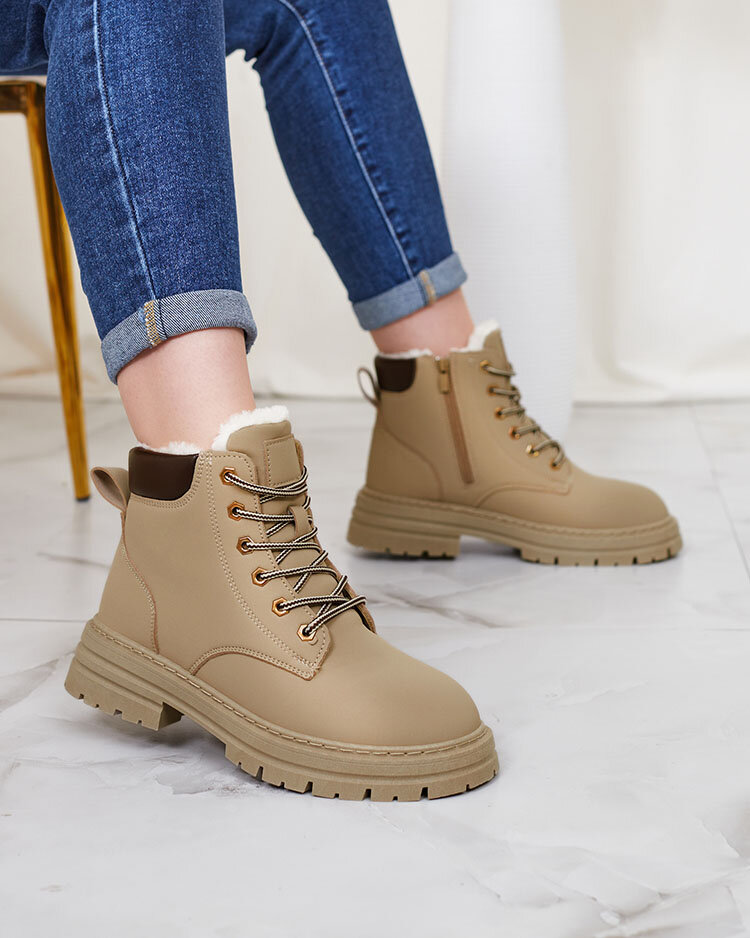 Royalfashion Сиво-кафяви дамски изолирани ботуши тип "трапер" Radoras