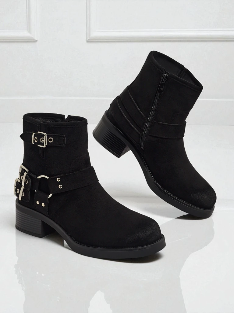 Дамски боти от еко велур с катарами Valtos