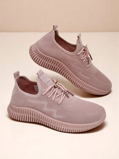 Aurelia Rosa – дамски спортни обувки Royalfashion от плат, розови, плосък ток
