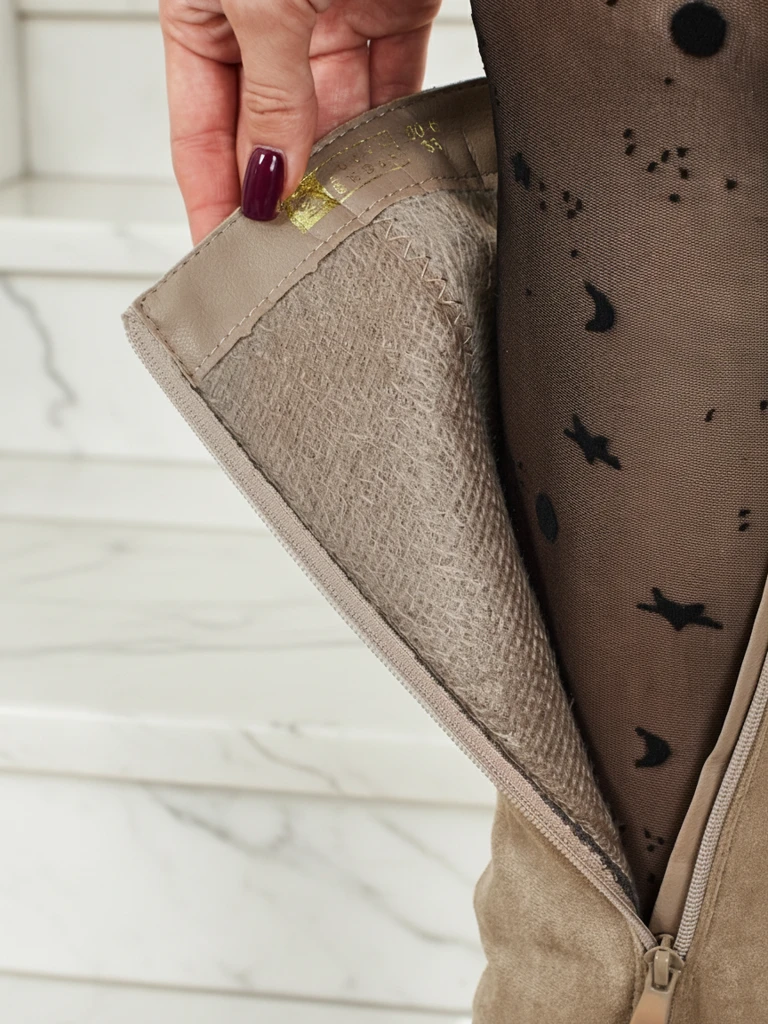 Дамски еко велурени ботуши на ток Niefio