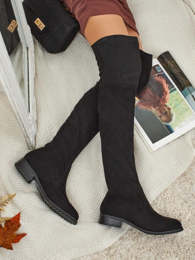 Дамски еко велурени ботуши над коляното Denvoria