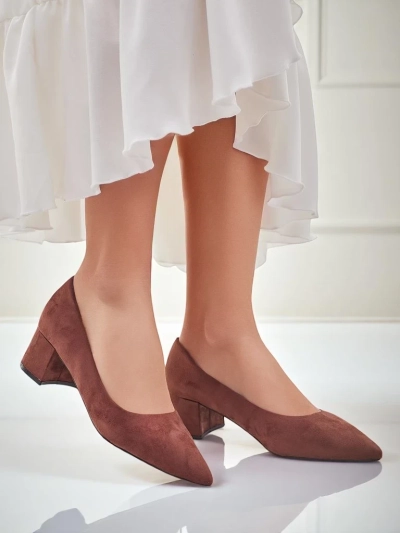 Aurelia Classico – Кафяви дамски велурени обувки на ток 4,5 см