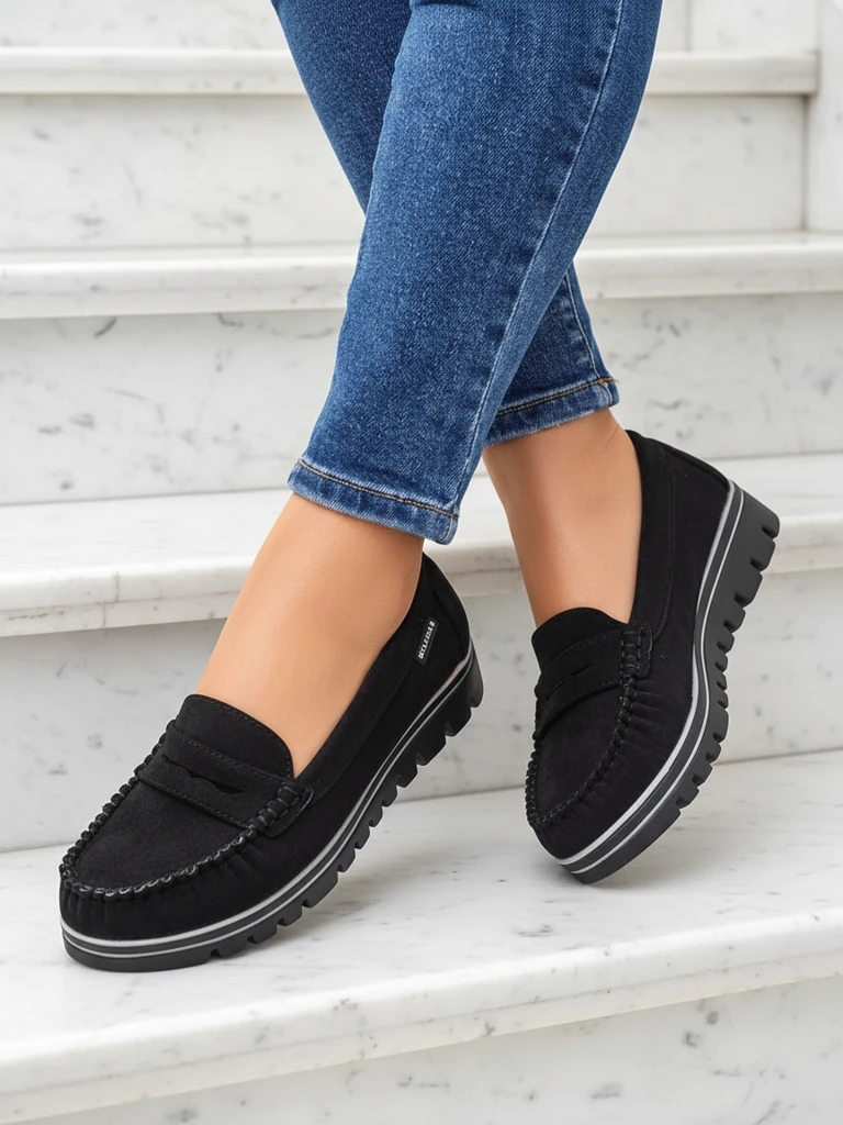 Sabella Черни Мокасини от Еко кожа