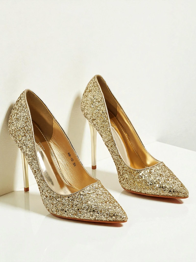 Дамски обувки от еко кожа с брокат Zavrimea