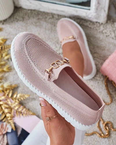 Royalfashion Дамски мокасини от плат със златна украса Erticae