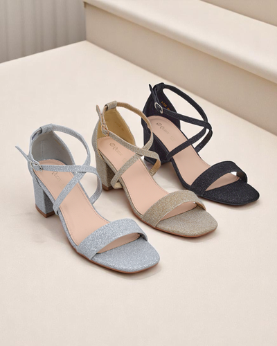 Дамски сандали Royalfashion Aurelia от плат на ток, златисти 41