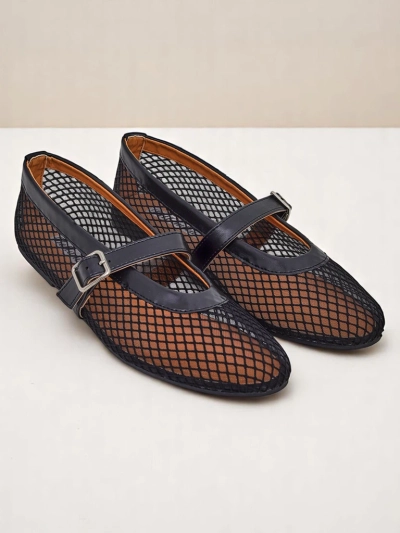 Royalfashion дамски ажурни балеринки с каишка Naommi