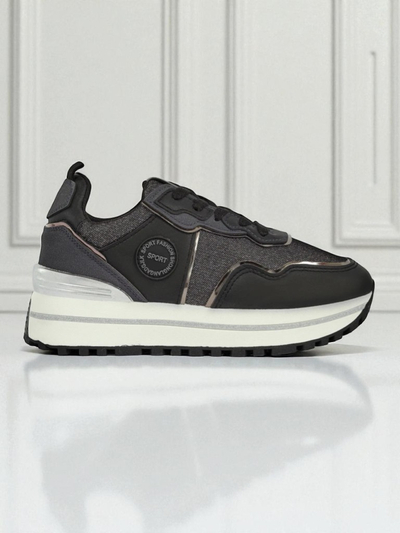 Дамски сникърси Callista Nero на платформа 4 см, екологична кожа