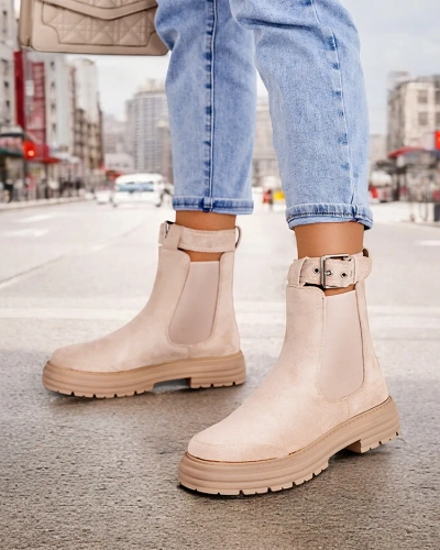 Дамски ботуши на Royalfashion с декоративна каишка Ozzoas