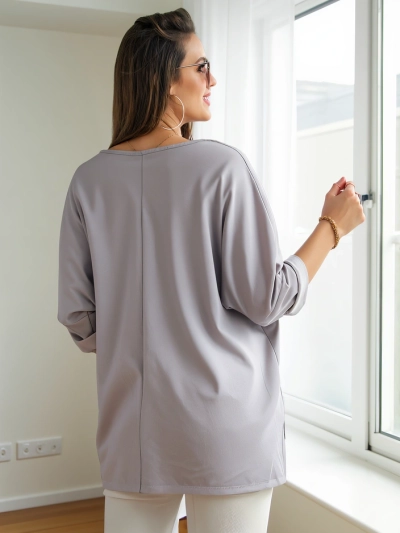 Royalfashion дамска вискозова блуза с инкрустирани с рисунки камъни